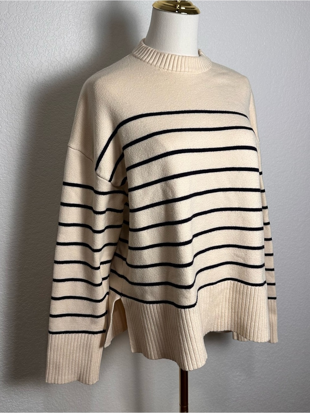 Zara Striped mock neck sweater